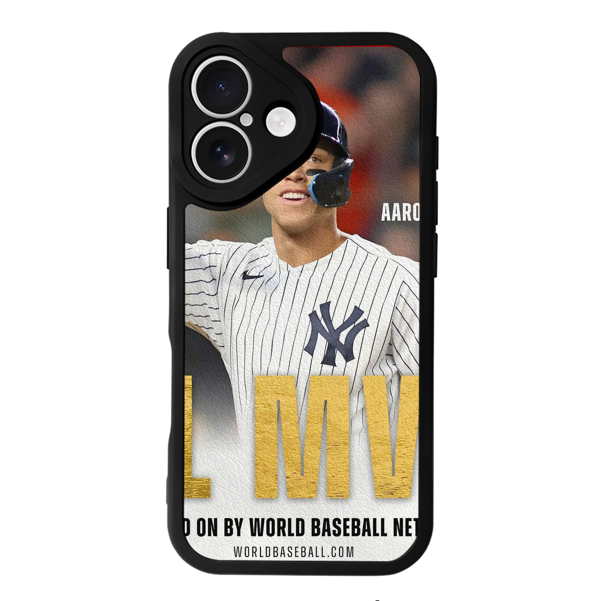 Aaron Judge MVP IPhone 16 Silicone Leather Case – UV Print, Lambskin Texture – Perfect Fit, Wireless Charging Compatible, Scratch Resistant, Precise Cutouts – Stylish Protection For IPhone 16